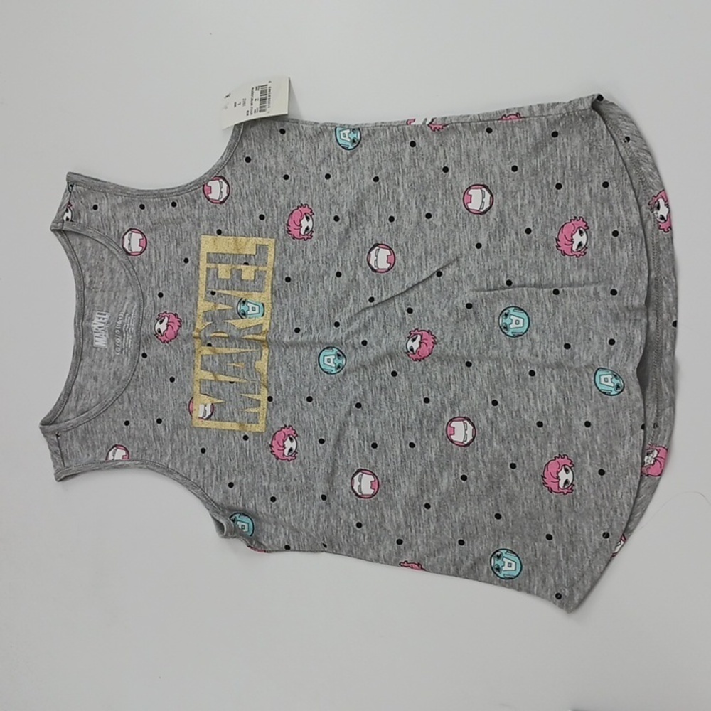 Marvel Girls Graphic Tank Top Sleeveless Character Print Gray Casual